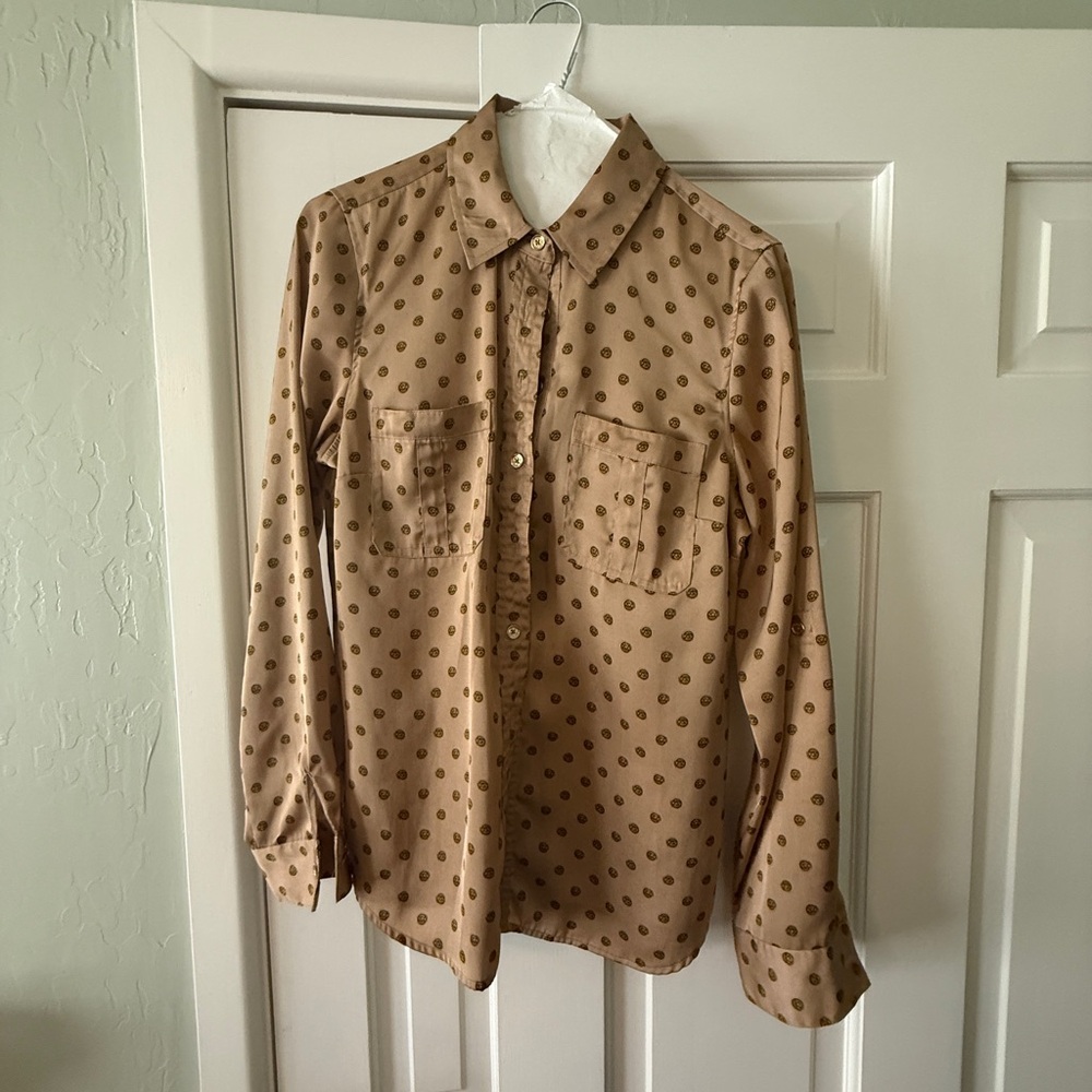 Michael Kors Tan Shirt with Brown Logo Pattern